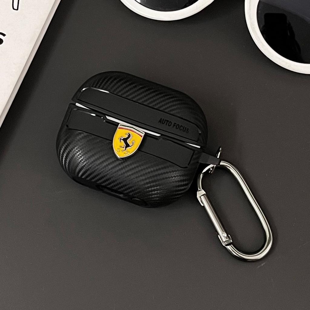 Wireless Bluetooth Earphone Case Air pods 1/2/3/4/5 Pro2 Soft Cover & Metal Emblem Keychain For Ferrari 308 GT4 328 GTB GTS F355 JG7