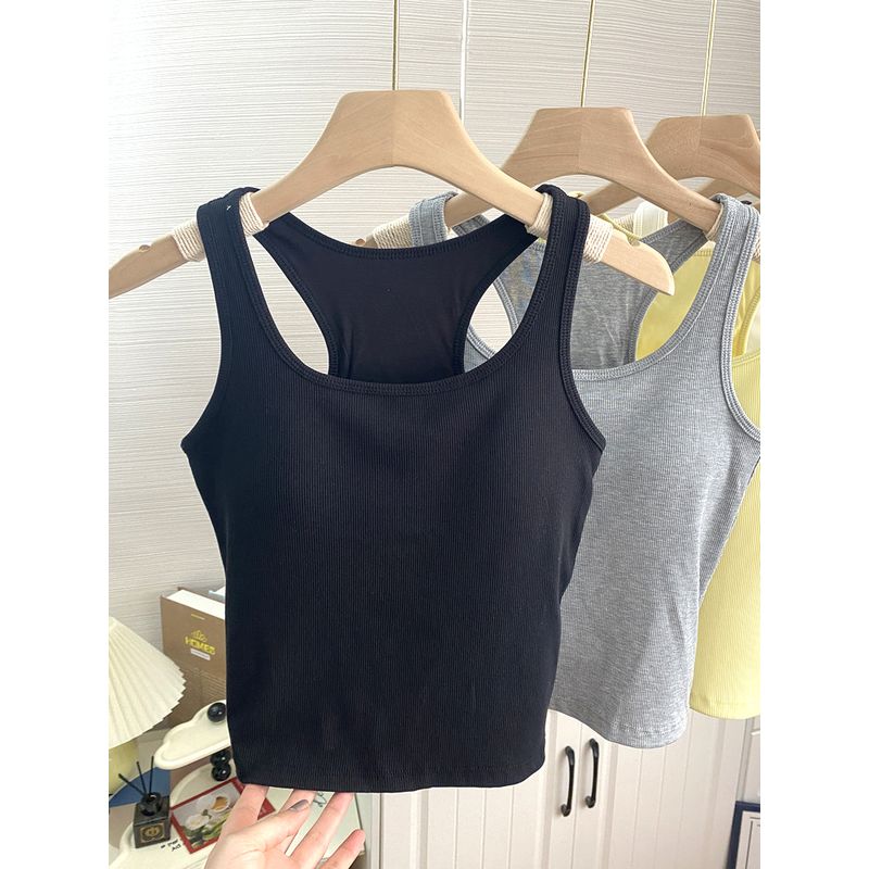 

White H-Shaped Beauty Back Bra One-Piece Vest Women s Spring/Summer Basic Thin Padded Strap Inner Wear Outer Wear Tops Black Free size (45.00 kg-62.50 kg