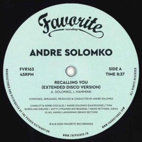 

12inch Record ANDRE SOLOMKO - Recalling You (Extended Disco Versi FVR163 Favorite 2020 Europe Soul/Funk