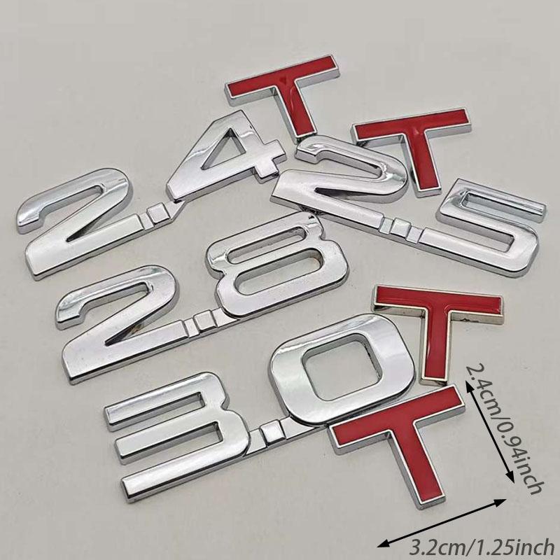 1Pcs 2.0T 2.2T 2.4T 2.5T 2.8T 3.0T Premium Metal Car Sticker Side Fender Rear Trunk Emblem Badge Decals For Any Vehicle
