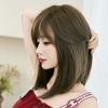 Women’s Medium-Length Shoulder-Length Full Wig with Blunt Bangs Influencer Style Natural-looking Synthetic Wig