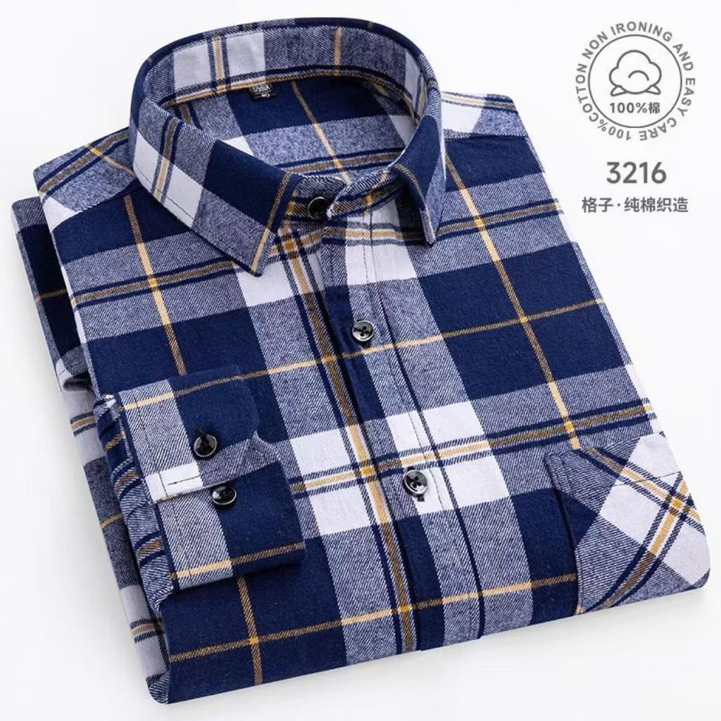 Pure Cotton Men's Plaid Shirt Long Sleeve Regular Fit Men Casual Oversized Shirt Leisure Autumn Male Blouse New Plus Size 11XL