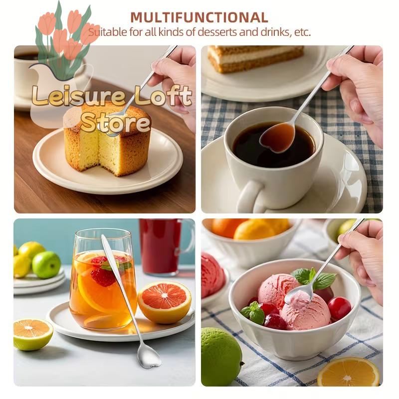 Romantic Heart Spoon Gift Set 10pcs Stainless Steel Stirrers for Coffee Bar Ideal Wedding Or Housewarming Present