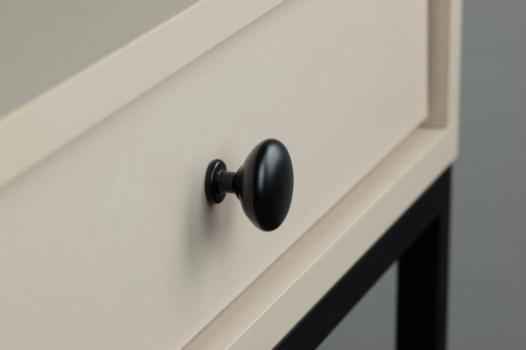 10 x Round metal furniture knob, black