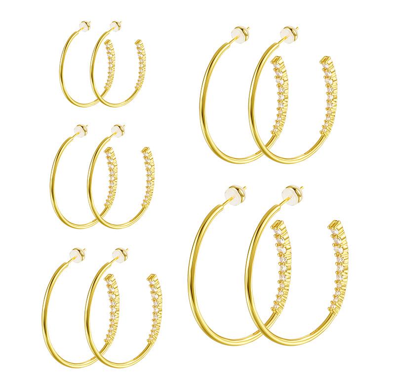 Rhinestone Gold & Silver Earrings - Fashionable, Light Luxury Hoops for Women, European & American Commuting Style.
