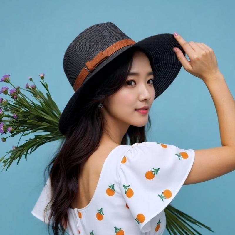 Beach Panama Hat Handmade Oversized Straw Hat Elegant Sun Hat Surprise Gift for Girlfriend for Vacations French Style