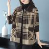 Mother's Spring/Fall Plaid Square-Neck Cardigan: 2025 New Wool Coat for Middle-Aged and Elderly Women