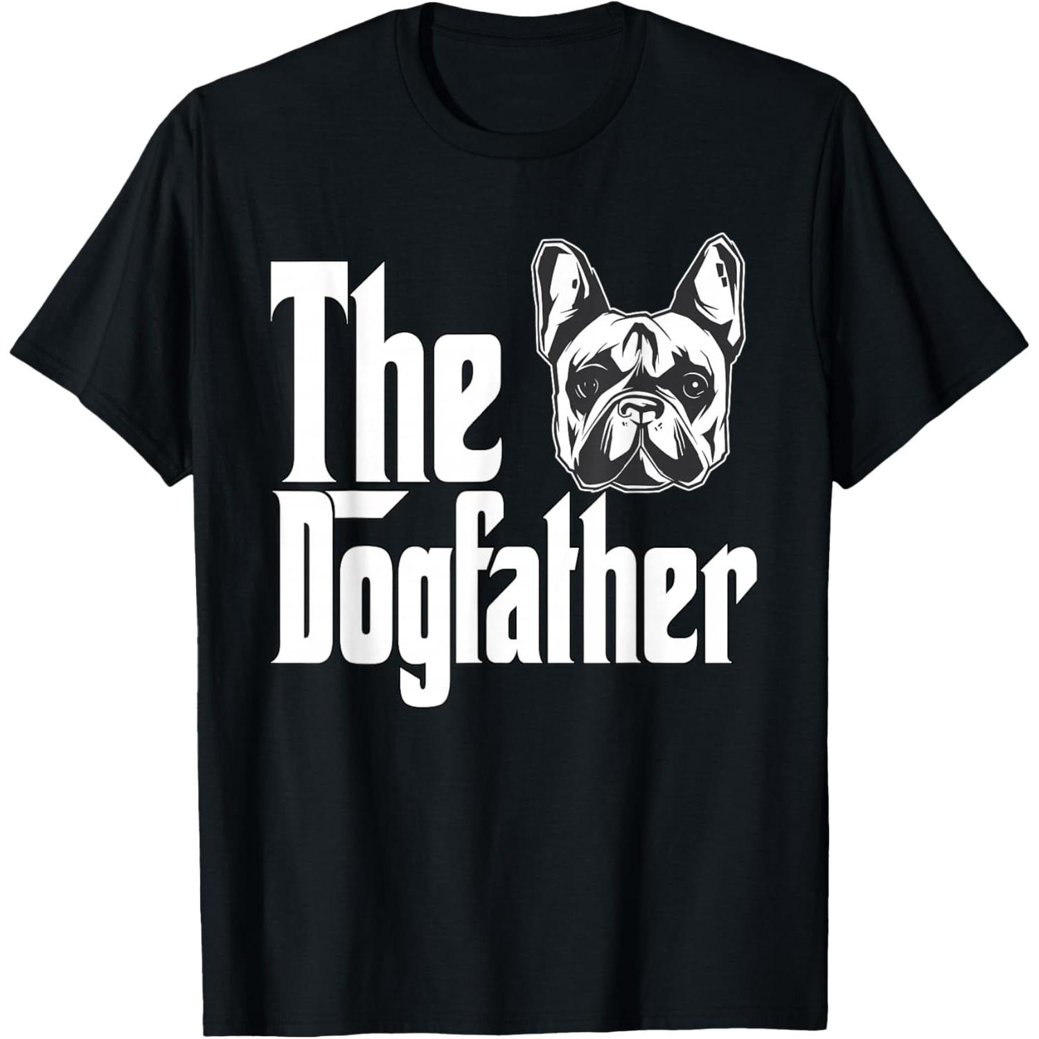 Мужская повседневная дышащая футболка с коротким рукавом The Dogfather French Bulldog S чёрный
