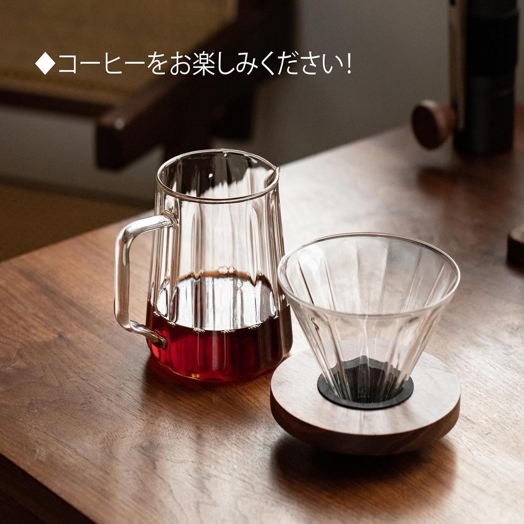 Vandroop Coffee Dripper Glass, Reusable, Transparent, Hand Drip Coffee, V60, Clear (1-4 Cups) (A)