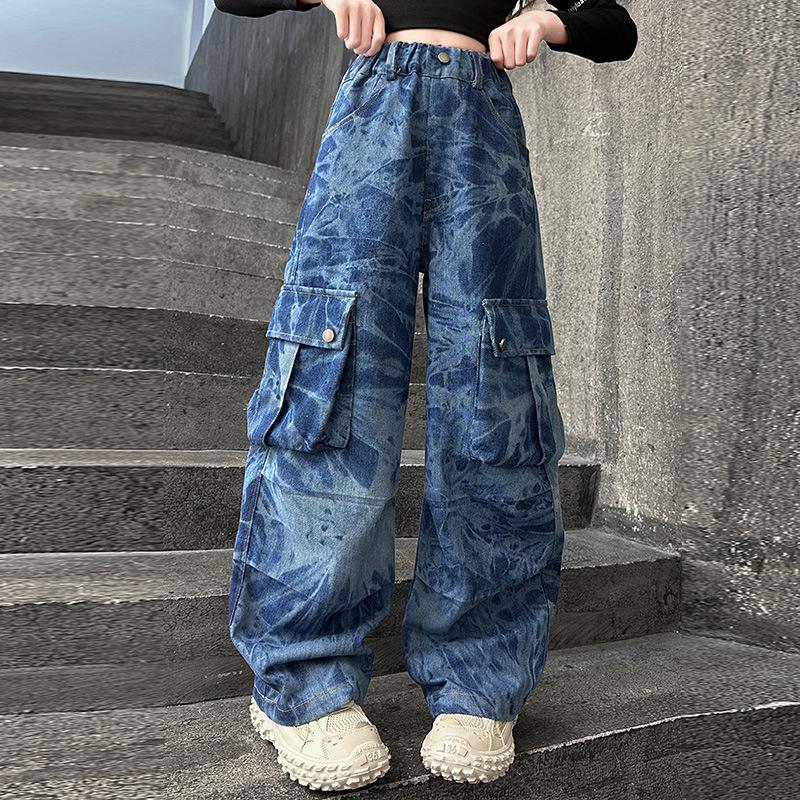 Dívčí trendy volné cargo džíny jaro/podzim 2025