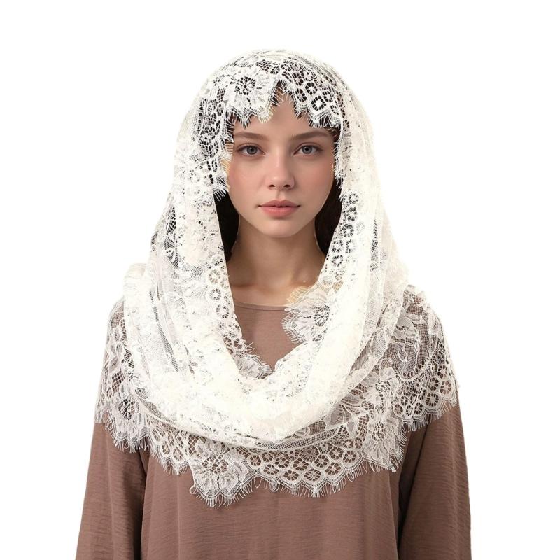 

Delicate Lace Wedding Veil Breathable Material Wrinkles Resistant Design Easy To Style Bridal Accessory білий