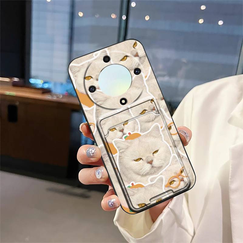 Shockproof Back Cover Phone Case For Honor X9a 5G/Magic5 Lite Card slot Dirt-resistant Silicone protective Card bag Cute