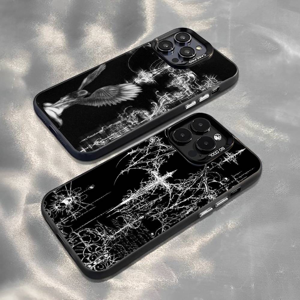 Custodia per Telefono Sigillo Cyber G-Gothic Per iPhone 17,16,15,14,13,12,11 Plus,Pro Max,XS,Cover Colorata Argento Nero