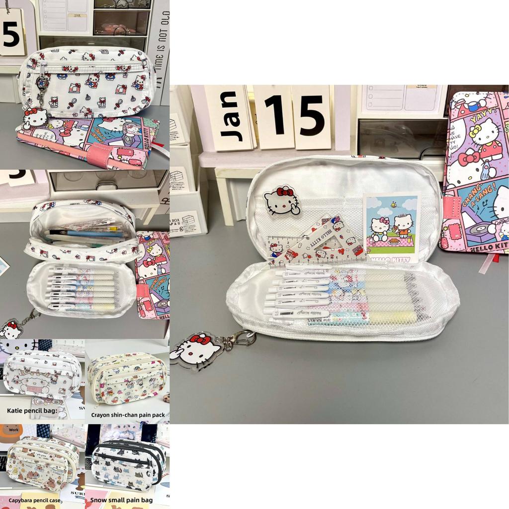 Sanrio Hello Kitty Girls Pouch With Flap Closure And Durable Polyester Material For School Use