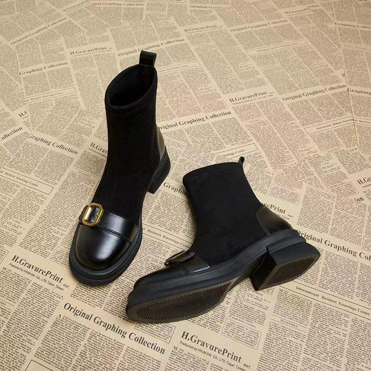 Elastic Skinny Martin Boots Women's 2025 Autumn New Fashion Temperament Socks Boots High Heel Women's British Style Women's Boots