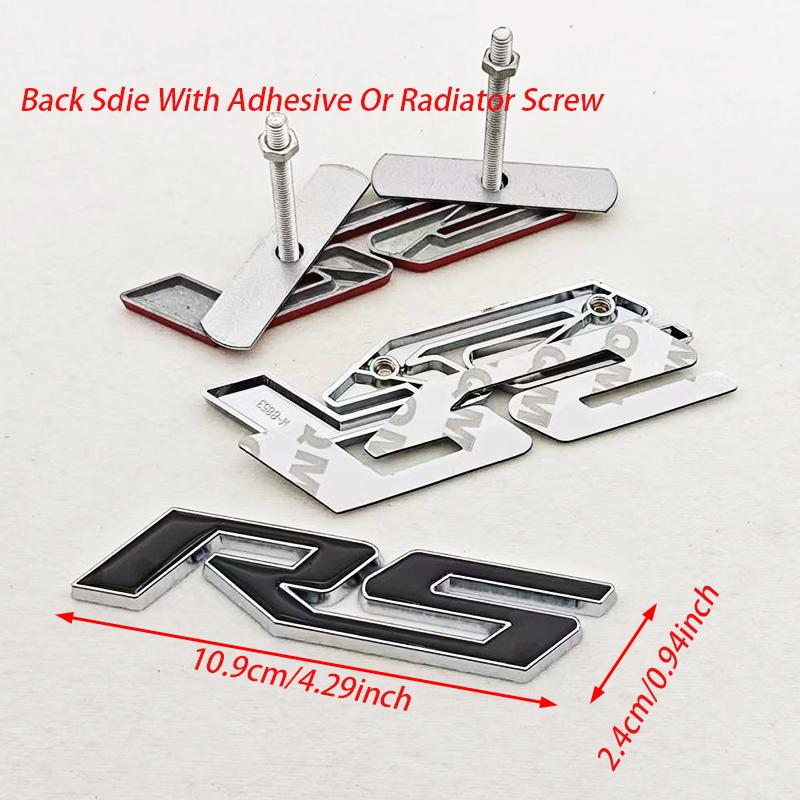 3D Metal RS Logo Sticker Front Grill Emblem Rear Trunk Badge For Chevrolet Onix Blazer lumina Camaro Cruze Monza Car Accessories