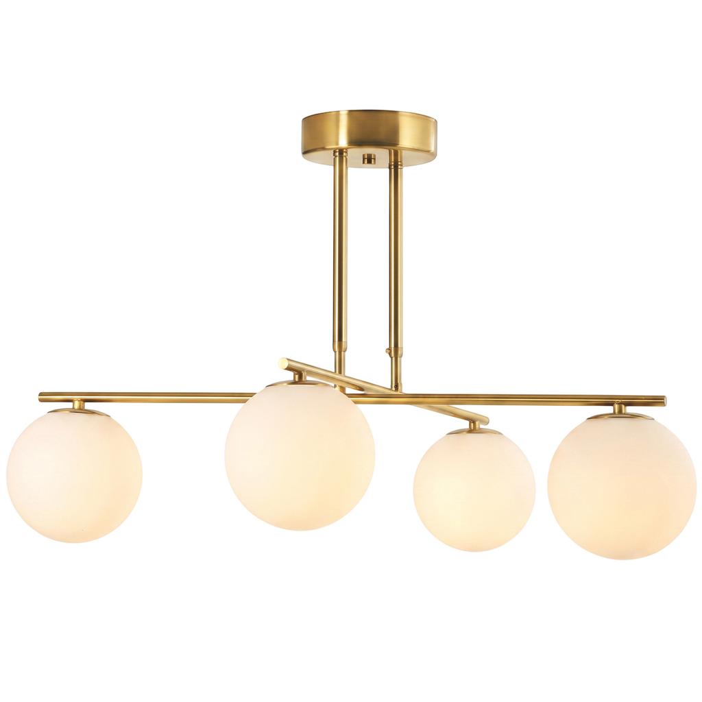 Modern Pendant Light With 4 Globe Shades Height Adjustable And 350 Degree Rotatable White