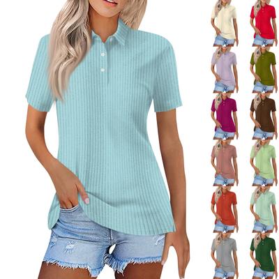 Women's Fashion Casual Lapel Short Sleeve Color Shirt Women's Button Up Tops