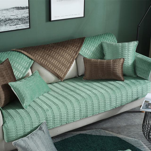 

Сплошной цвет, короткий плюшевый чехол для дивана, мягкий нескользящий спинка для гостиной, подлокотник, подушка, защита мебели, устойчивая к царапинам 45x45 Pillowcase1 зелёный