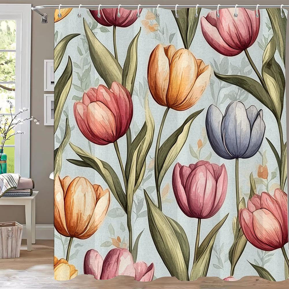Modern Watercolor Flowers Bathroom Curtain Floral Shower Curtain Bohemian Home Bathroom Decor Polyester Shower Curtains
