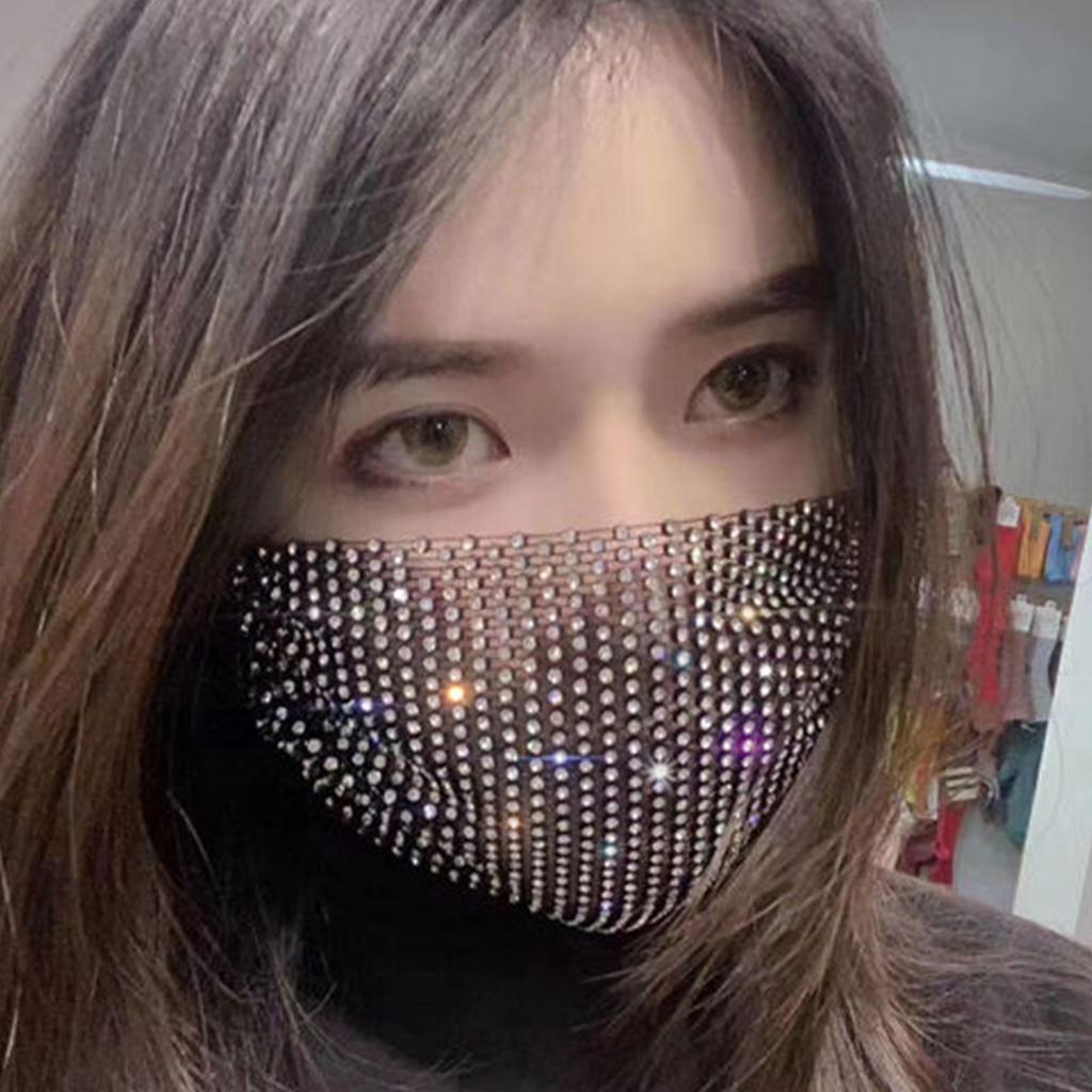Sexy Crystal Mask Glitter Rhinestones Jewelry Face Covering for Masquerade Party
