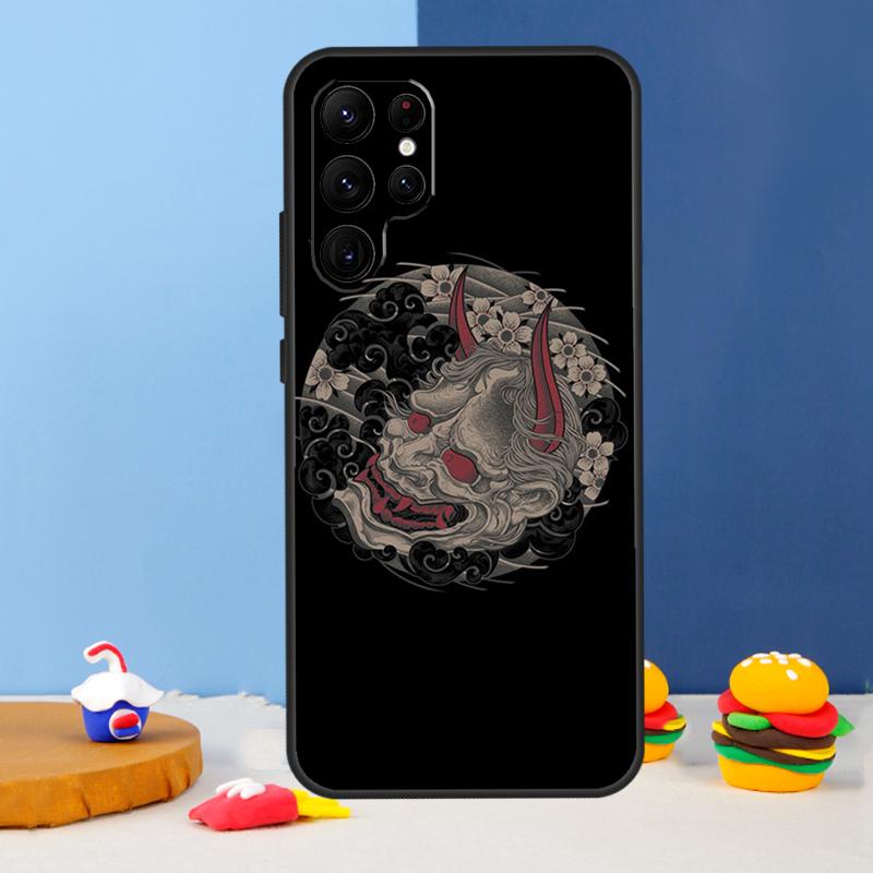 Japanese Samurai Oni Mask Phone Case For Samsung Galaxy S24 Ultra S9 S10 S20 FE S22 S21 S23 Plus S25 Ultra Cover Coque