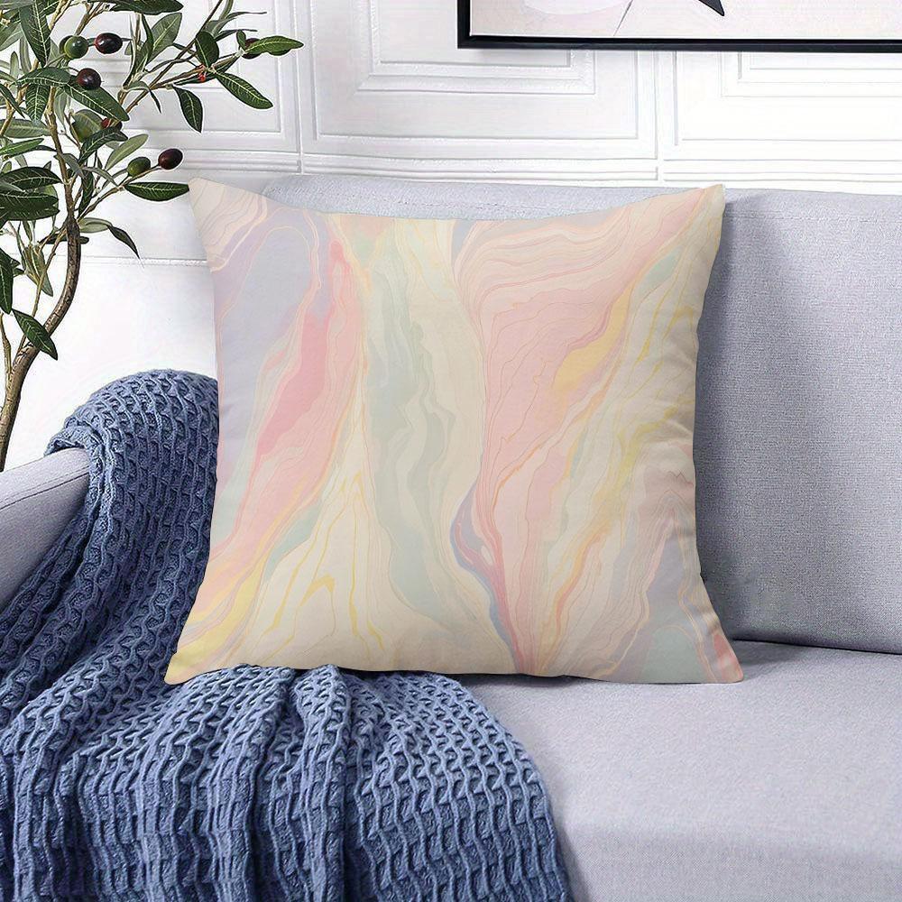 Pastel Marble Square Jacquard Pillow Cover for Sofa Office Waist Cushion Cover Home Decorative Pillowcase