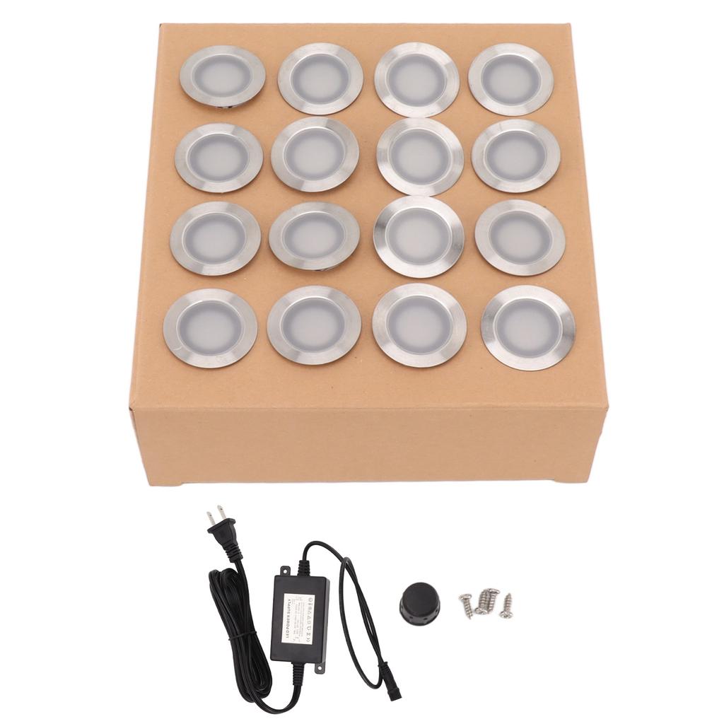 16 Pcs LED Deck Light Kit 10W 2800 To 3200K Warm White IP67 Waterproof Recessed LED Deck Lamp