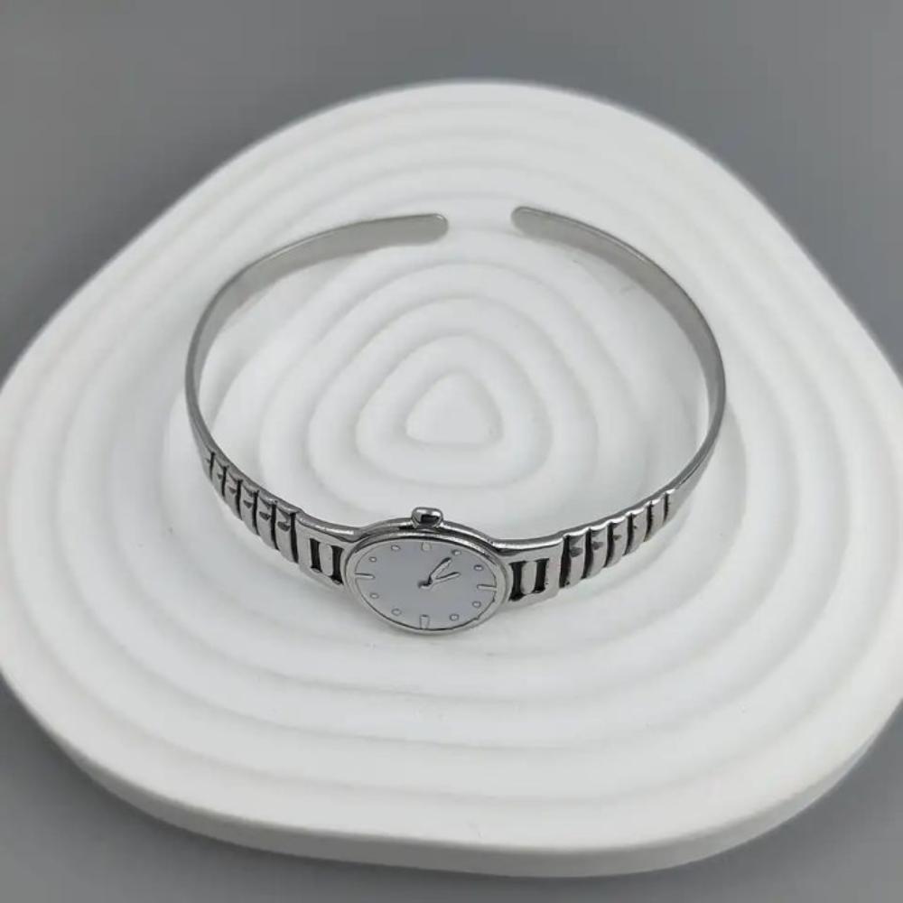 Vintage Watch Design Bangle Creative Titanium Steel Hand Chain Exquisite Open Bracelet Gift