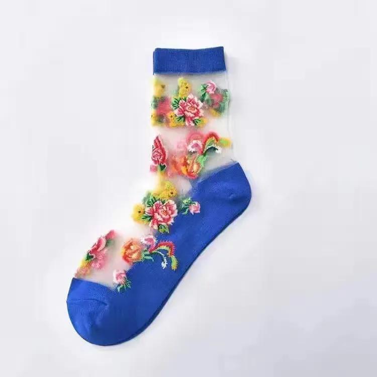 5 Pairs of Women's Summer Thin Style Crystal Silk Socks with Cotton Sole, Anti Slip and Anti Hook Silk