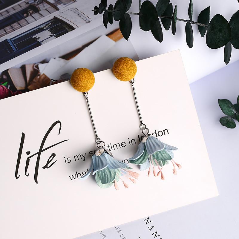 Богемные элегантные цветочные серьги для женщин, длинные серьги с кисточками, новые жёлтый