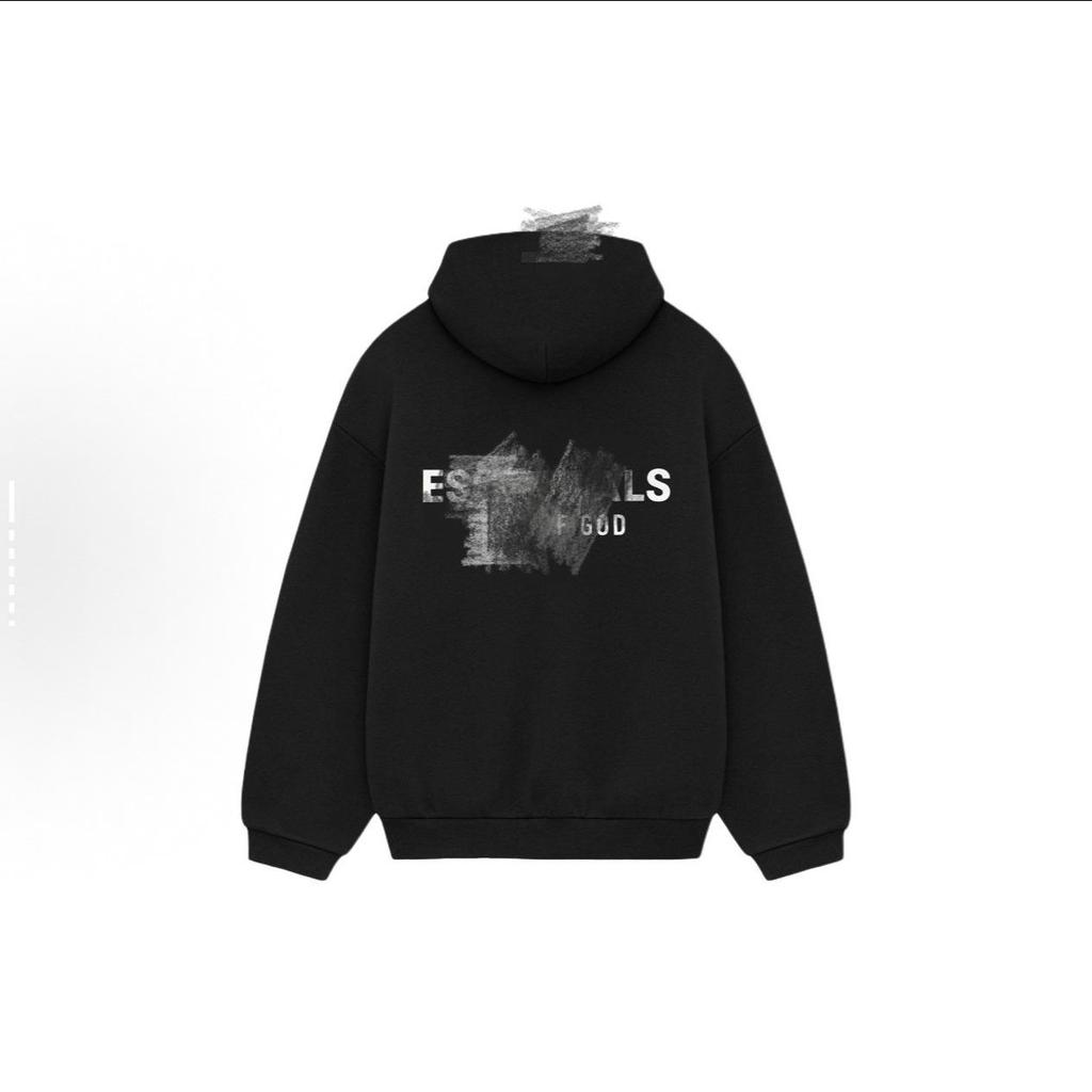 New Arrival: Essentials Double-Breasted Letter Print Fleece-Lined Hooded Silicone Hoodie for Autumn/Winter