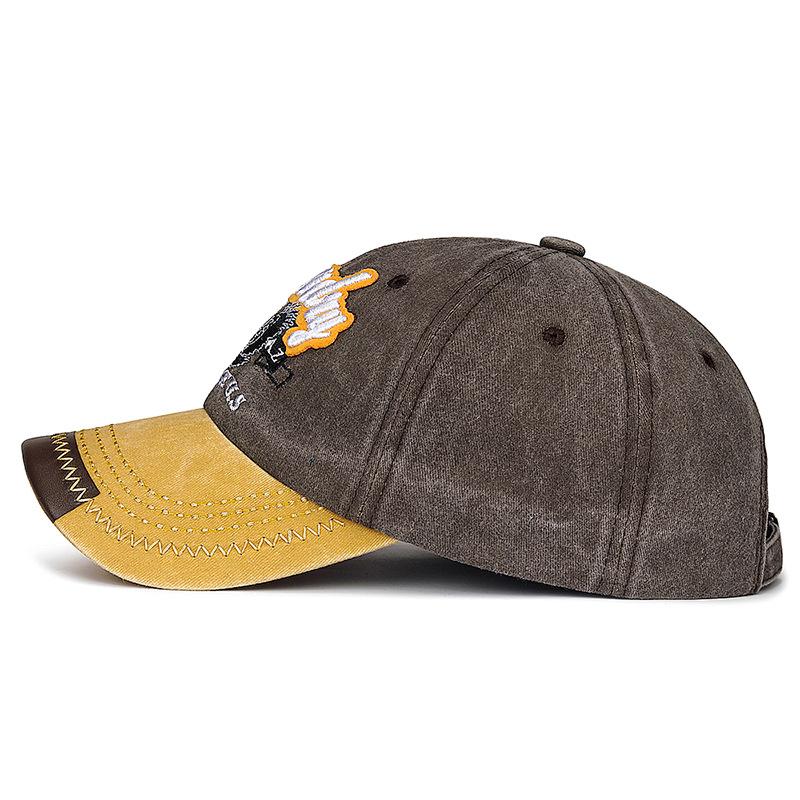 New Washed Embroidered Eagle Hat American Retro Contrasting Color Fashion Baseball Cap Youth Casual Sun Hat