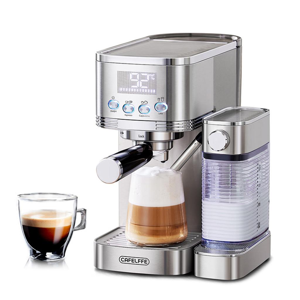 Electric Coffee Machine with Milk Frothing System 3 Temperature Adjustable 20Bar Pre-brew Coffee
