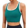 CHARMLEAKS Bikini Top per donna, scollo a barchetta, a coste, smerlato, costume da bagno imbottito, costume da bagno sportivo