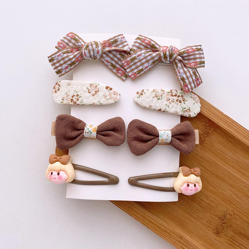 

8 шт./компл., милые тканевые бантики шоколадного цвета, заколки для волос с вышивкой, аксессуары для волос для маленьких девочек, детская одежда для волос, заколки, заколки для волос