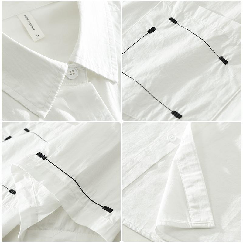 Summer Korean Fashion Mens Shirts Casual Pure Cotton Men's Short Sleeve Shirt Youth Streetwear Loose Tops Design Printed Shirt