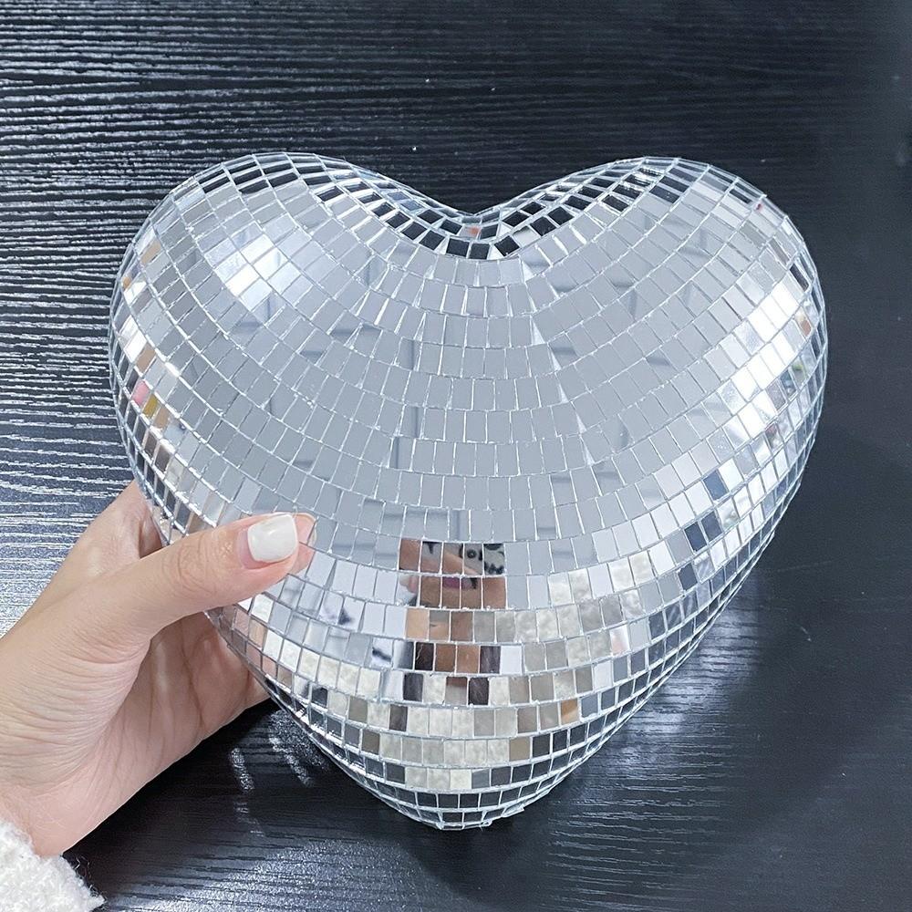 Heart-Shaped Disco Ball Decorations Reflective Lightweight Reflective Atmosphere Products Glass Keychain