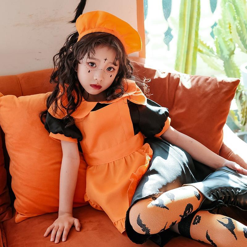 Halloween Children's Costume Pumpkin Parent-Child Witch Costume Maid Costume Princess Girl Baby Vampire Dress Girl