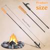 1/2 stuks Vuurpookstok 82cm IJzeren Kampvuurpook met Houten Handvat Verwijderbaar Draagbaar Vuurkorfgereedschap voor Kamperen Open Haard Kachel