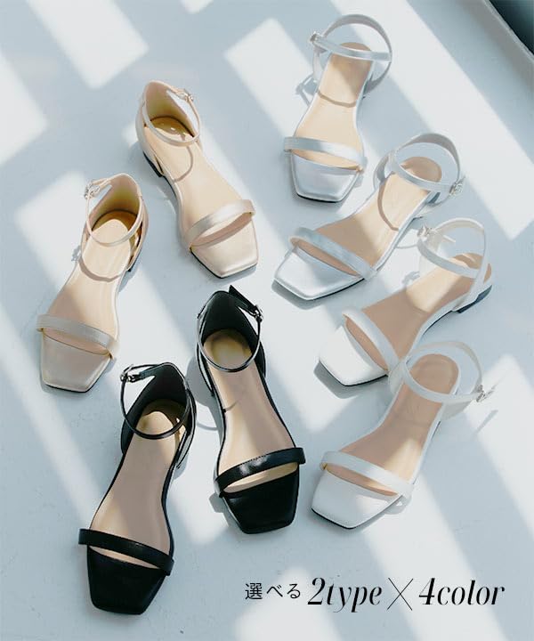 Flache Sandalen S Off White [Kobe Lettuce] Sandalen, Zart, Damen, Schlicht, Sauber, Lässig, Damen [I2581] Band,