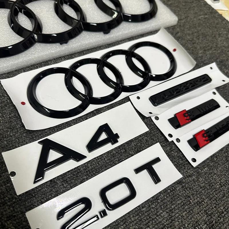 The New ABS Letter 3D Sticker Quattro Sline 2.0T Is Suitable for the Modification of Lpdv0 A4 2008-2017 Glossy Black Suitcase.
