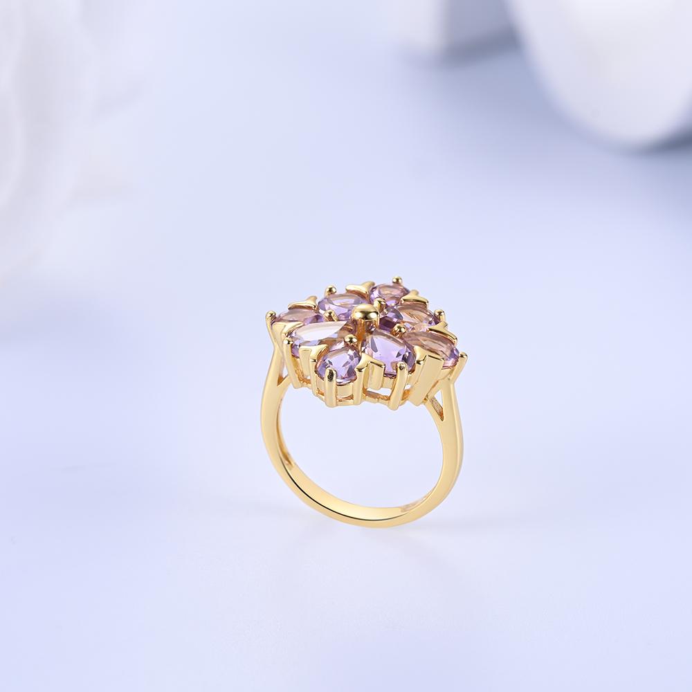 Entzückende Floral Designer S925 Silber Ring Ohrring für Mädchen & Dame Natürliche Brasilien Amethyst edlen Schmuck hochzeit party Geschenk
