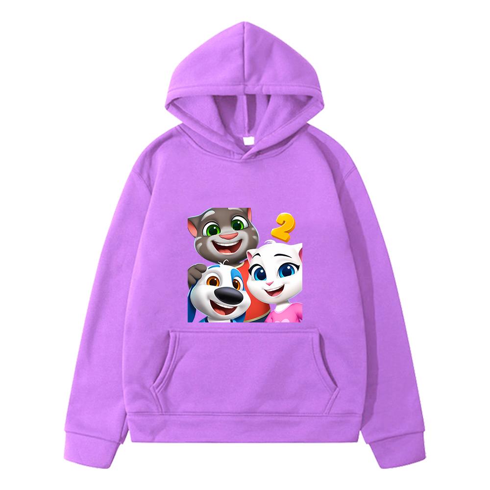 Christma Kawaii hoodies Talking tom cat print anime hoodie boys pullover Fleece sweatshirt jacket kids clothes girl y2k sudadera