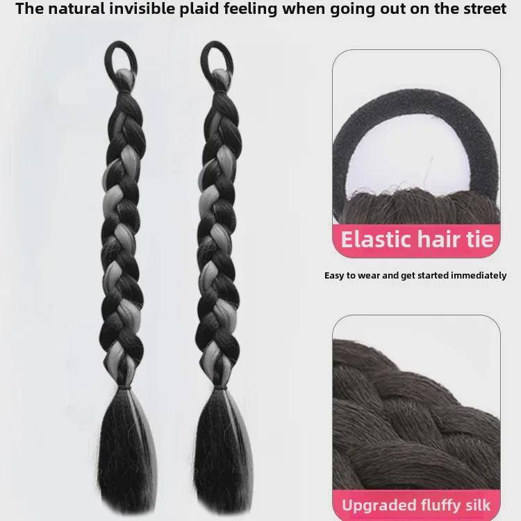 Y2K Highlighted Double Ponytail Braids for Women – Gradient Style