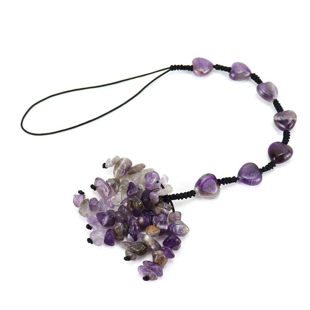 Car Crystal Pendant Natural Quartz Stone Rearview Mirror Ornaments Seven Chakra Heart-shaped Hanging Styling Accessories