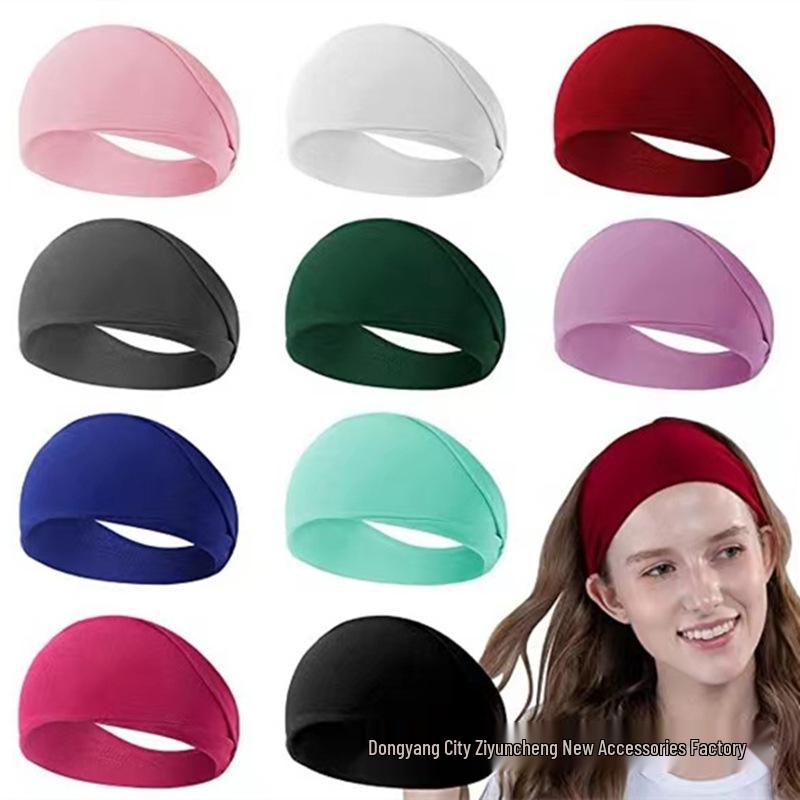 

Cross-border Sweat-wicking Running Headband: Solid Color Elastic Sports Hair Tie for Women s Yoga & Fitness. колір зеленого яблука