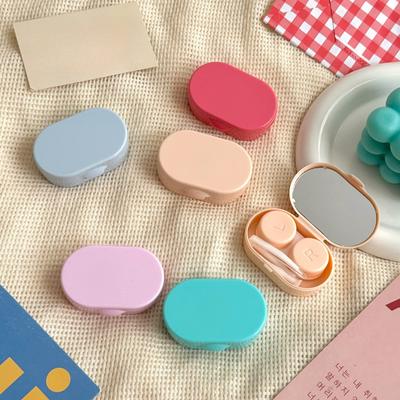 Plastic Contact Lens Case for Women Girl Mini Contact Lens Box with Mirror Retro Style Lens Box Care Box Travel Outdoor Gift