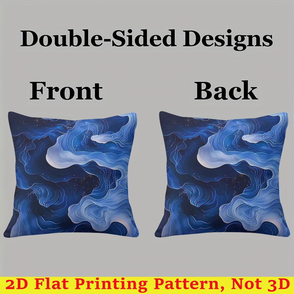 Blue Wave square Jacquard Pillow Cover for Sofa Office Waist Cushion Cover Home Decorative Pillowcase