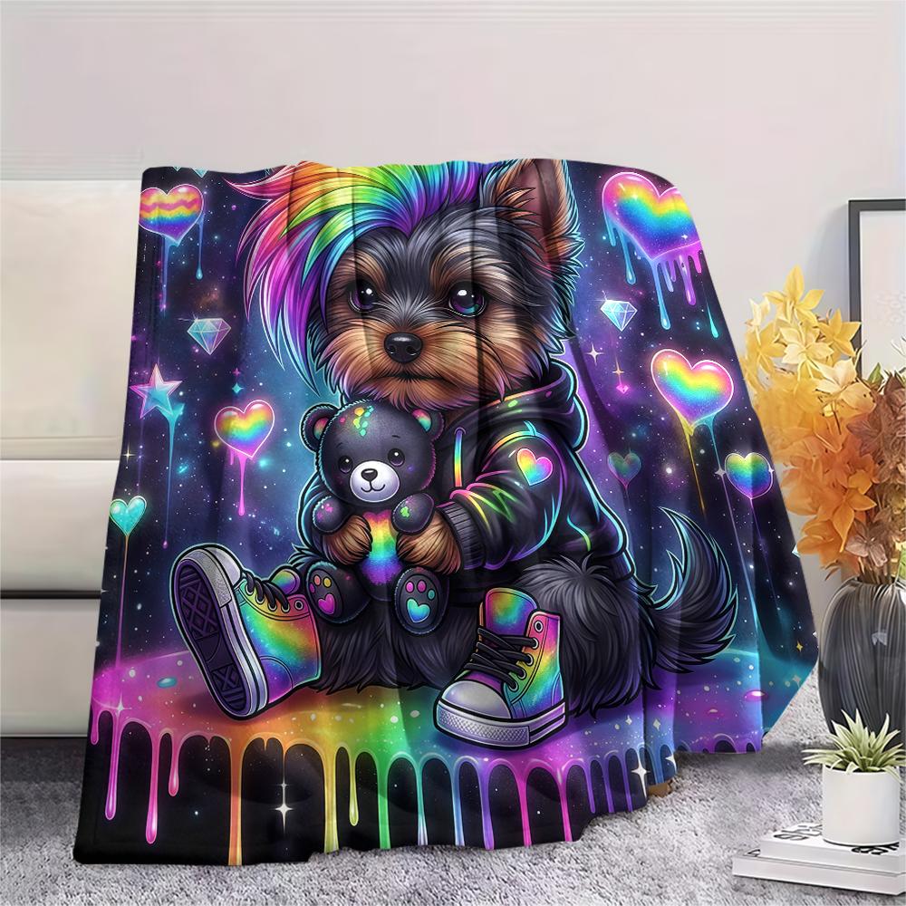 Colored Moxibustion Head Print Flannel Blanket,High Quality Comfortable for All Seasons,Home Decor,Warmth and Comfort,Perfect for Christmas Gifts